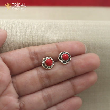 925 sterling silver red stone stud earring best jewelry er402