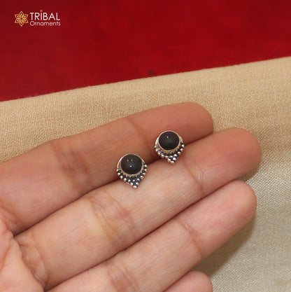 925 sterling silver black stone stud earring best jewelry er404
