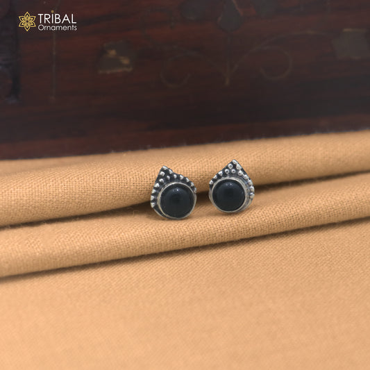 925 sterling silver black stone stud earring best jewelry er404