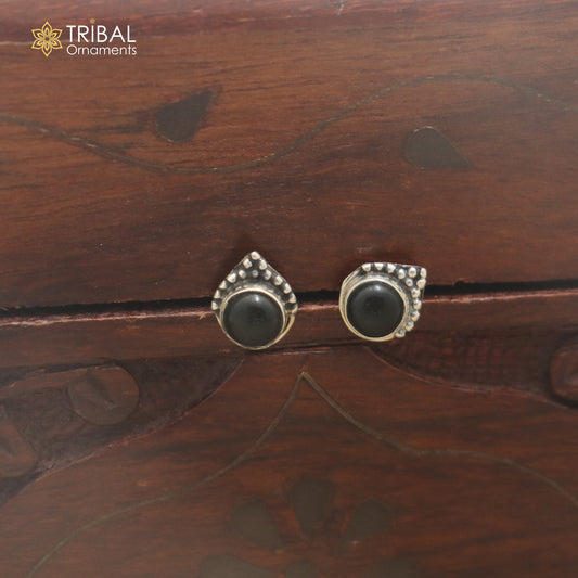 925 sterling silver black stone stud earring best jewelry er404