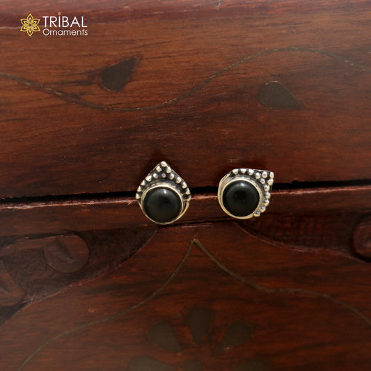 925 sterling silver black stone stud earring best jewelry er404