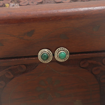 925 sterling silver green stone stud earring best jewelry er406