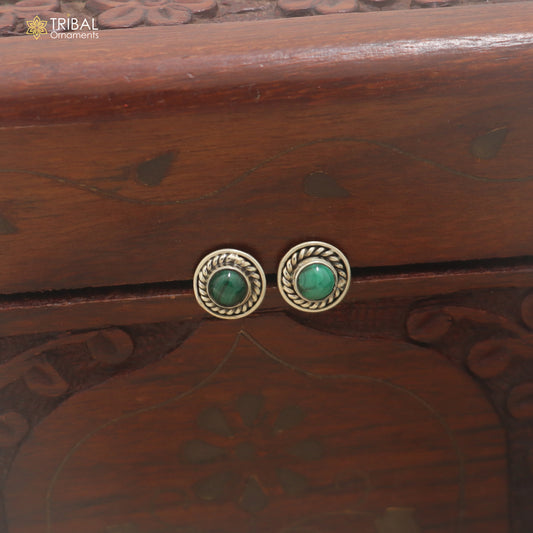925 sterling silver green stone stud earring best jewelry er406