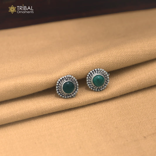 925 sterling silver green stone stud earring best jewelry er406