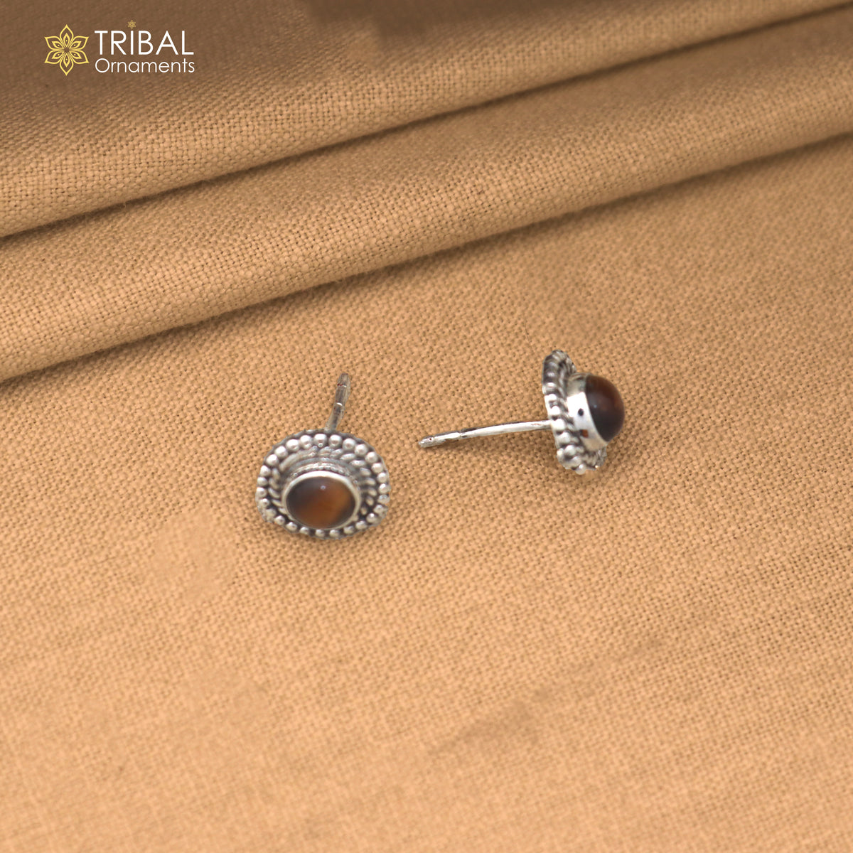 925 sterling silver tiger eye stone stud earring best jewelry er407