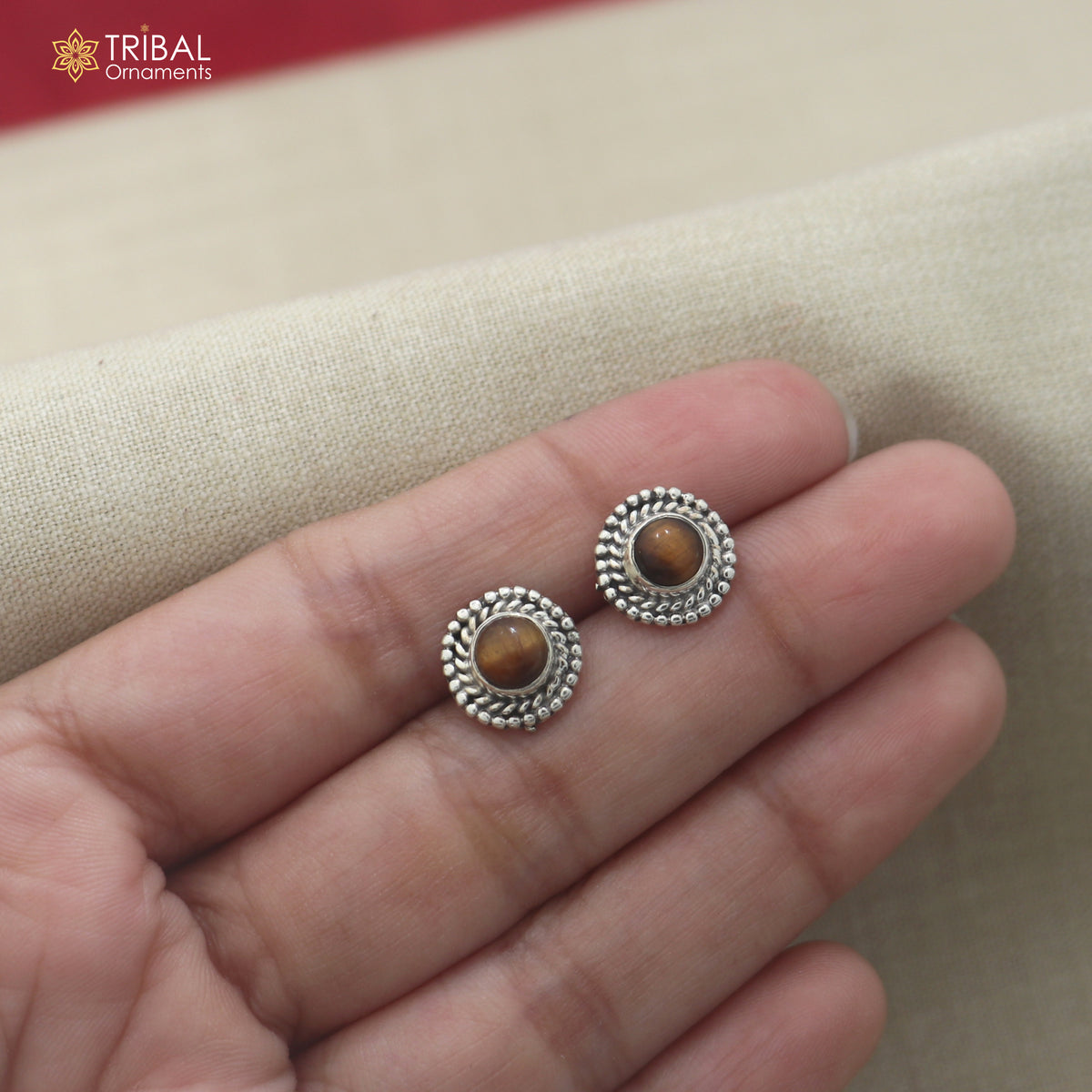 925 sterling silver tiger eye stone stud earring best jewelry er407