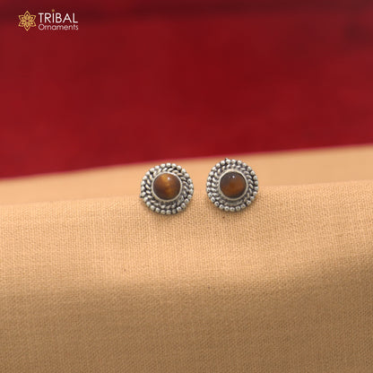 925 sterling silver tiger eye stone stud earring best jewelry er407