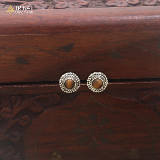 925 sterling silver tiger eye stone stud earring best jewelry er407