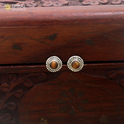 925 sterling silver tiger eye stone stud earring best jewelry er407