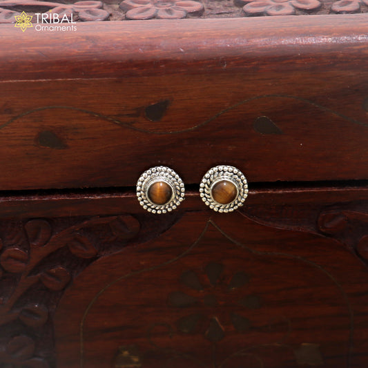 925 sterling silver tiger eye stone stud earring best jewelry er407