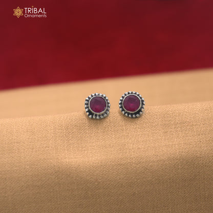 925 sterling silver pink stone stud earring best jewelry er408