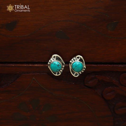 925 sterling silver turquoise stone stud earring best jewelry er411