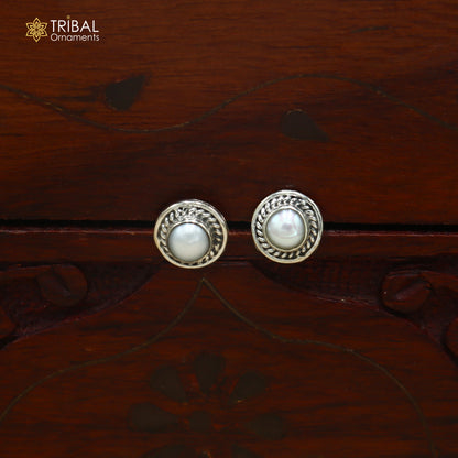 925 sterling silver pearl stone stud earring best jewelry er412