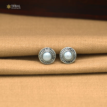 925 sterling silver pearl stone stud earring best jewelry er412