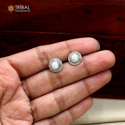 925 sterling silver pearl stone stud earring best jewelry er412