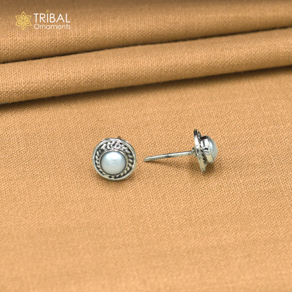 925 sterling silver pearl stone stud earring best jewelry er412