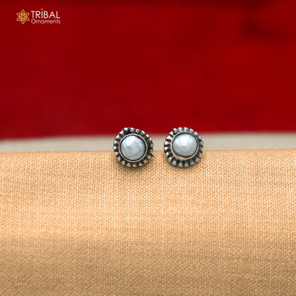 925 sterling silver pearl stone stud earring best jewelry er413