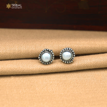 925 sterling silver pearl stone stud earring best jewelry er413