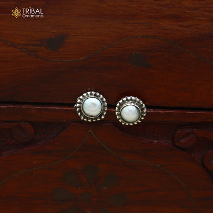 925 sterling silver pearl stone stud earring best jewelry er413