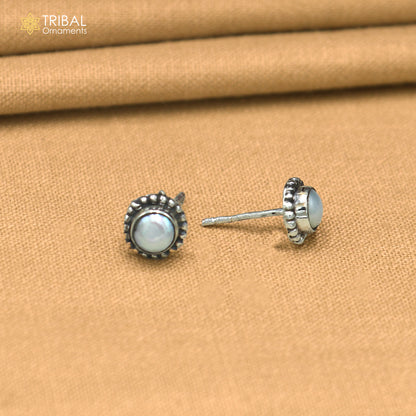 925 sterling silver pearl stone stud earring best jewelry er413