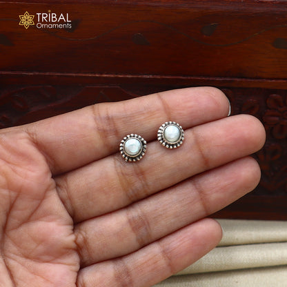 925 sterling silver pearl stone stud earring best jewelry er413