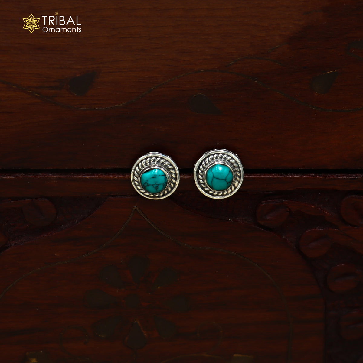 925 sterling silver turquoise stone stud earring best jewelry er414
