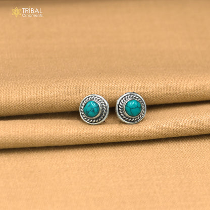925 sterling silver turquoise stone stud earring best jewelry er414