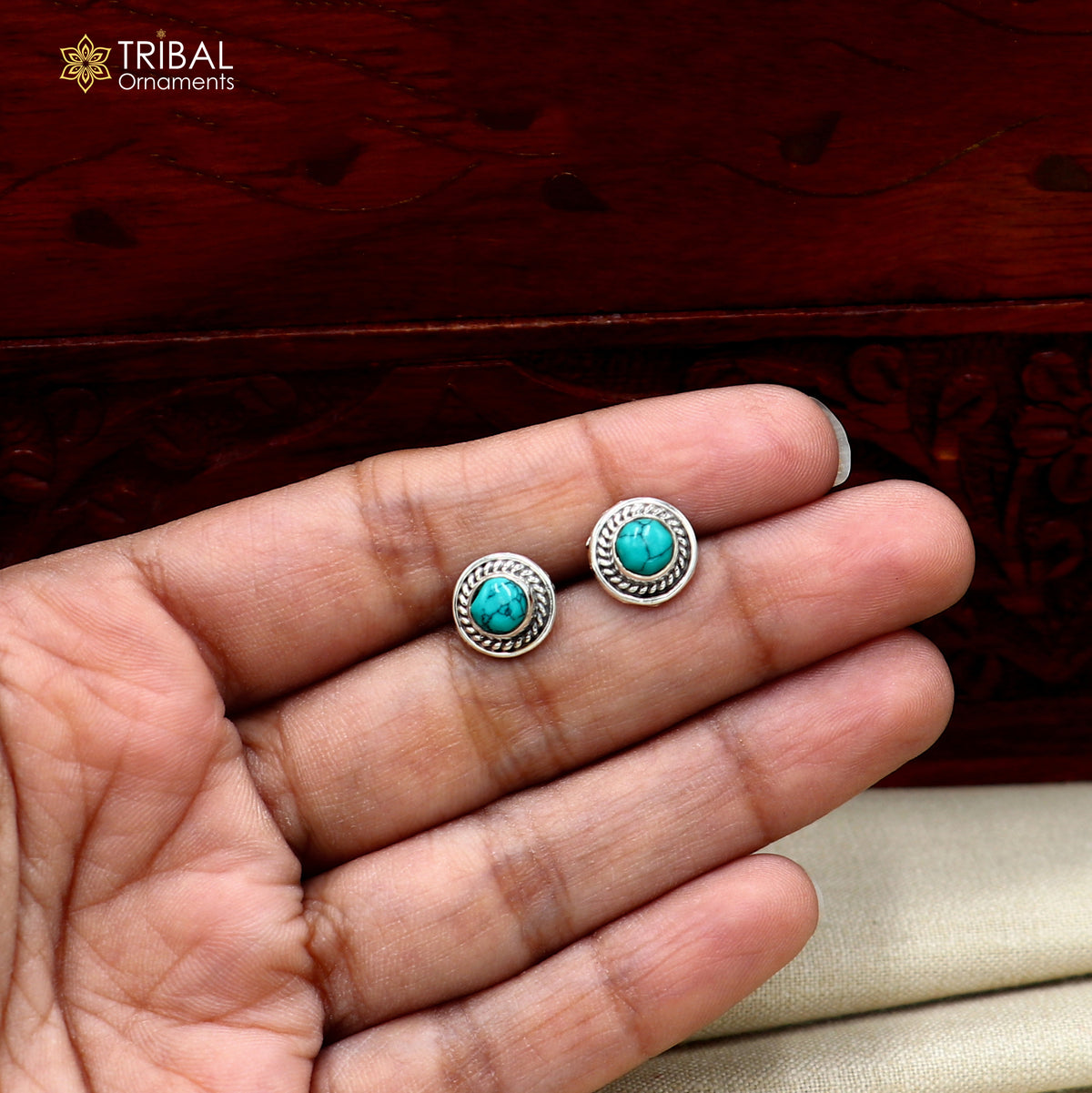 925 sterling silver turquoise stone stud earring best jewelry er414