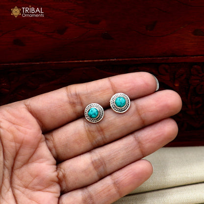925 sterling silver turquoise stone stud earring best jewelry er414