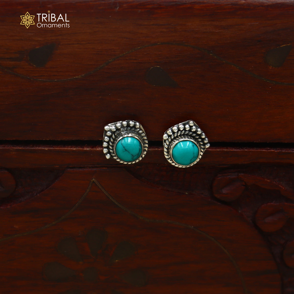 925 sterling silver turquoise stone stud earring best jewelry er415