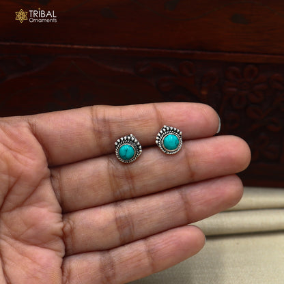 925 sterling silver turquoise stone stud earring best jewelry er415