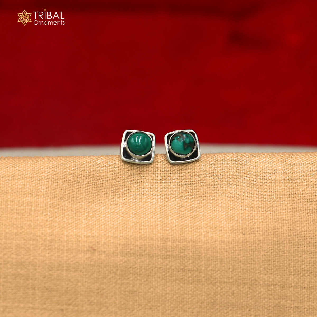 925 sterling silver green turquoise stone stud earring best jewelry er416