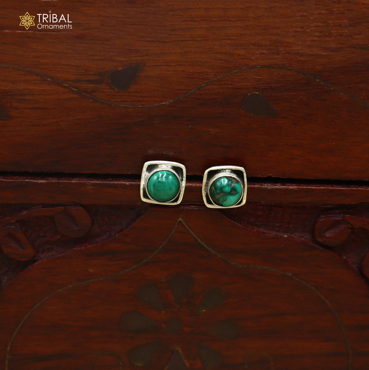 925 sterling silver green turquoise stone stud earring best jewelry er416