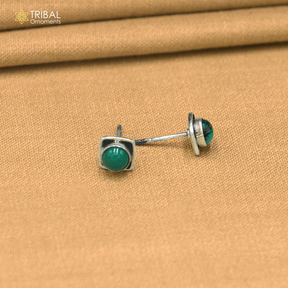 925 sterling silver green turquoise stone stud earring best jewelry er416