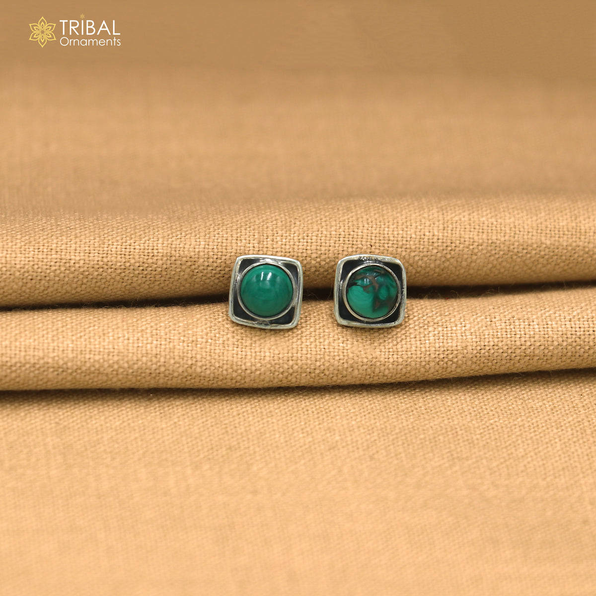 925 sterling silver green turquoise stone stud earring best jewelry er416