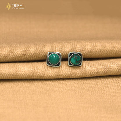 925 sterling silver green turquoise stone stud earring best jewelry er416