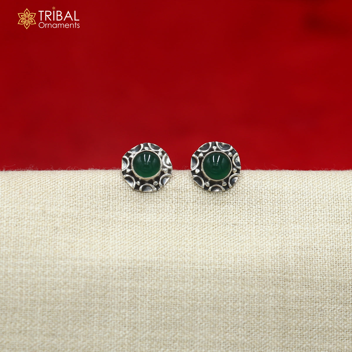 925 sterling silver green stone stud earring best jewelry er417