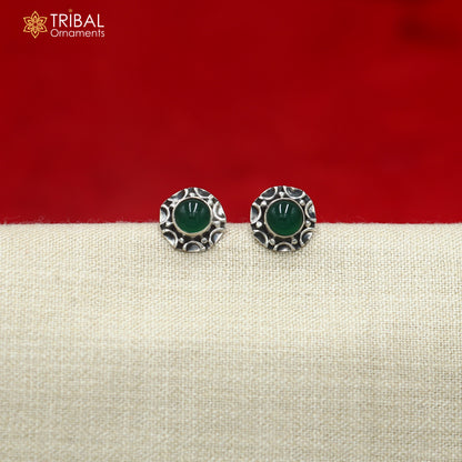 925 sterling silver green stone stud earring best jewelry er417