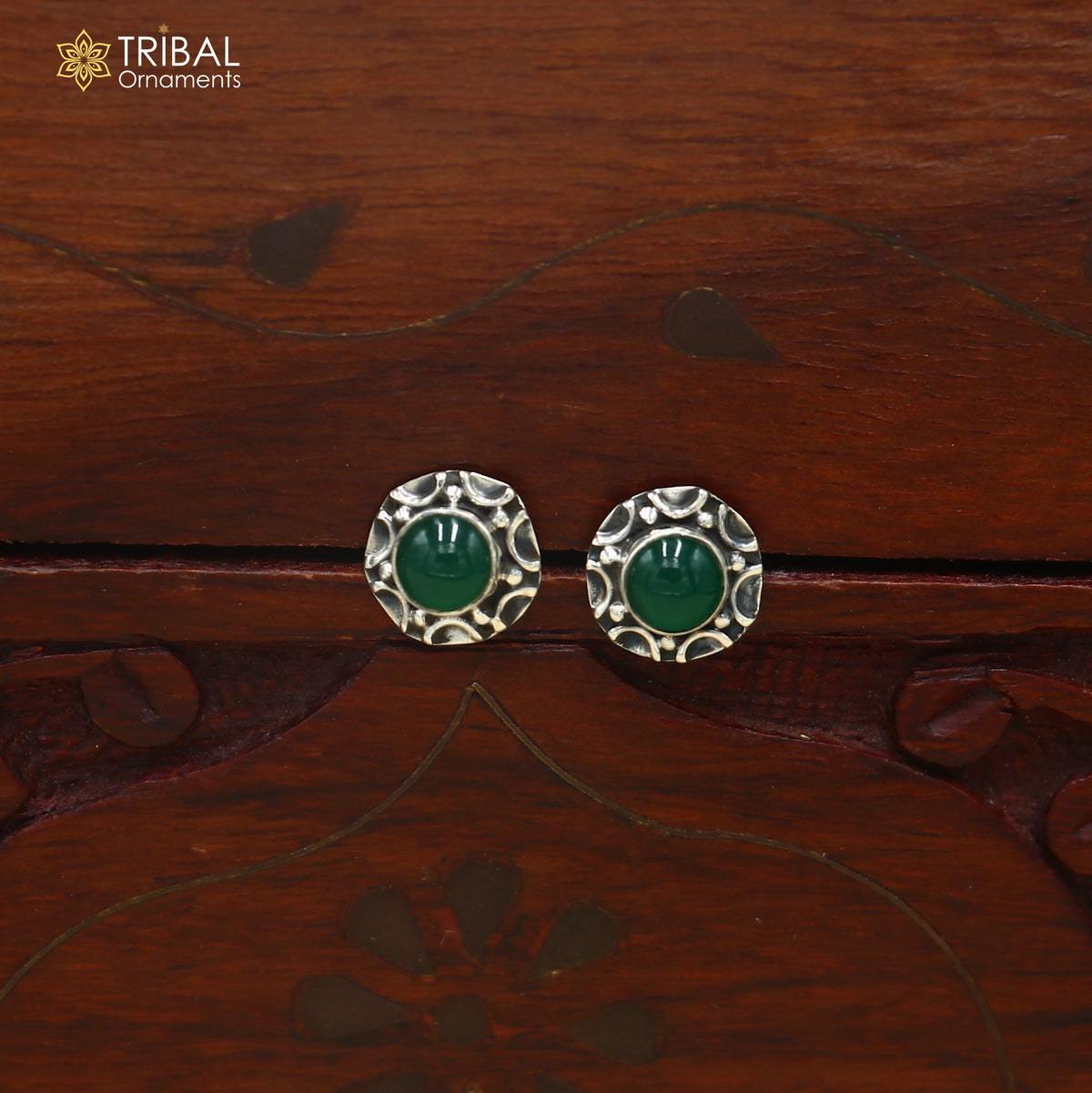 925 sterling silver green stone stud earring best jewelry er417