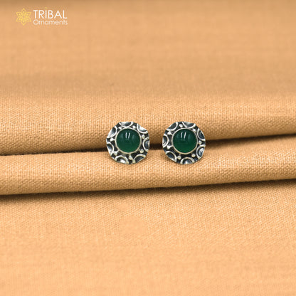 925 sterling silver green stone stud earring best jewelry er417