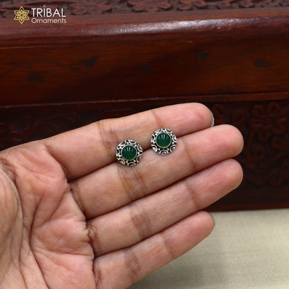 925 sterling silver green stone stud earring best jewelry er417
