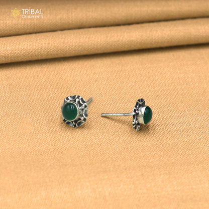 925 sterling silver green stone stud earring best jewelry er417