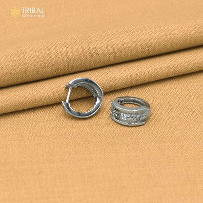 925 sterling silver zircon stone hoop earring er420