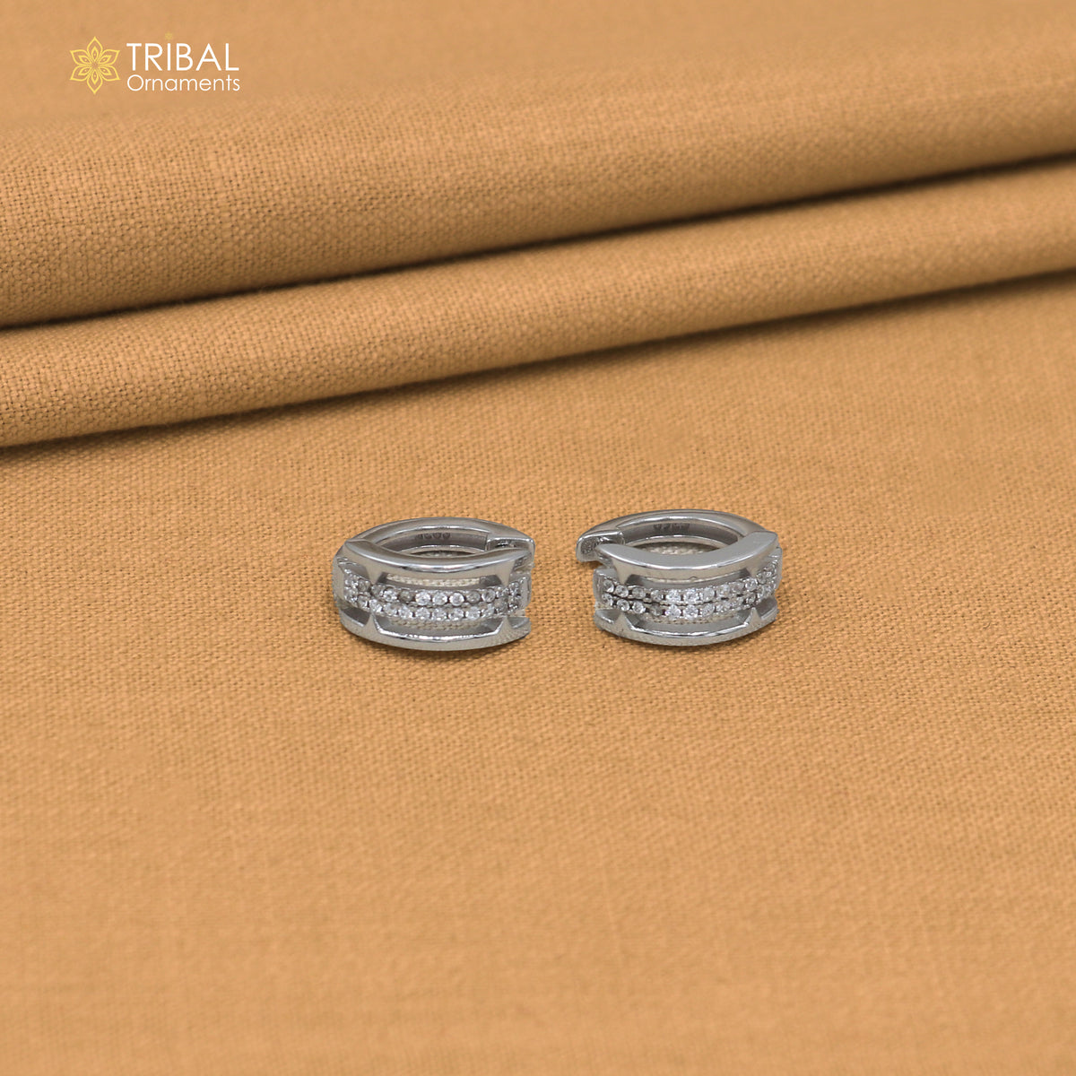 925 sterling silver zircon stone hoop earring er420