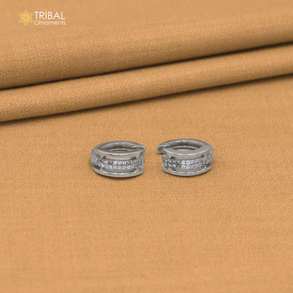 925 sterling silver zircon stone hoop earring er420