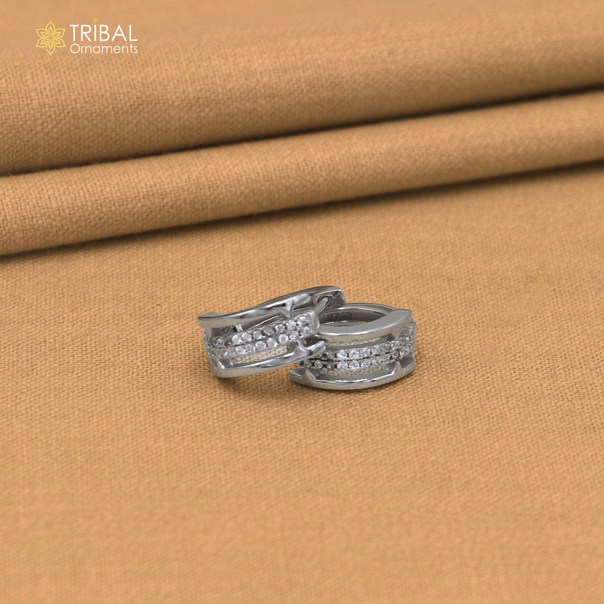 925 sterling silver zircon stone hoop earring er420