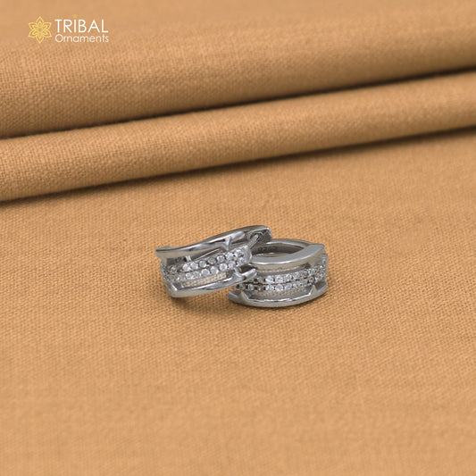 925 sterling silver zircon stone hoop earring er420