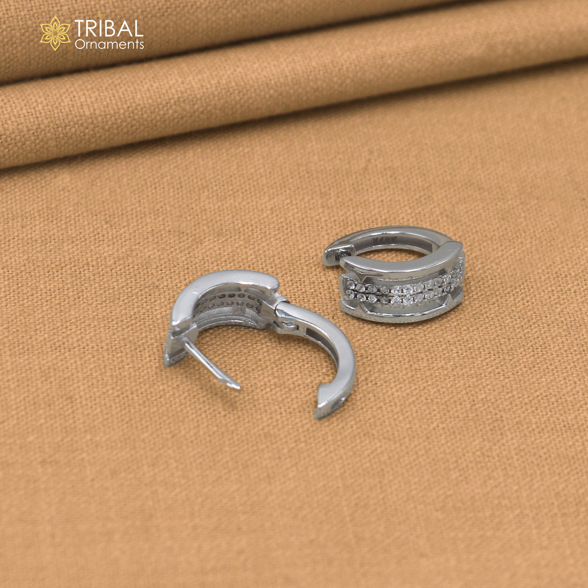 925 sterling silver zircon stone hoop earring er420