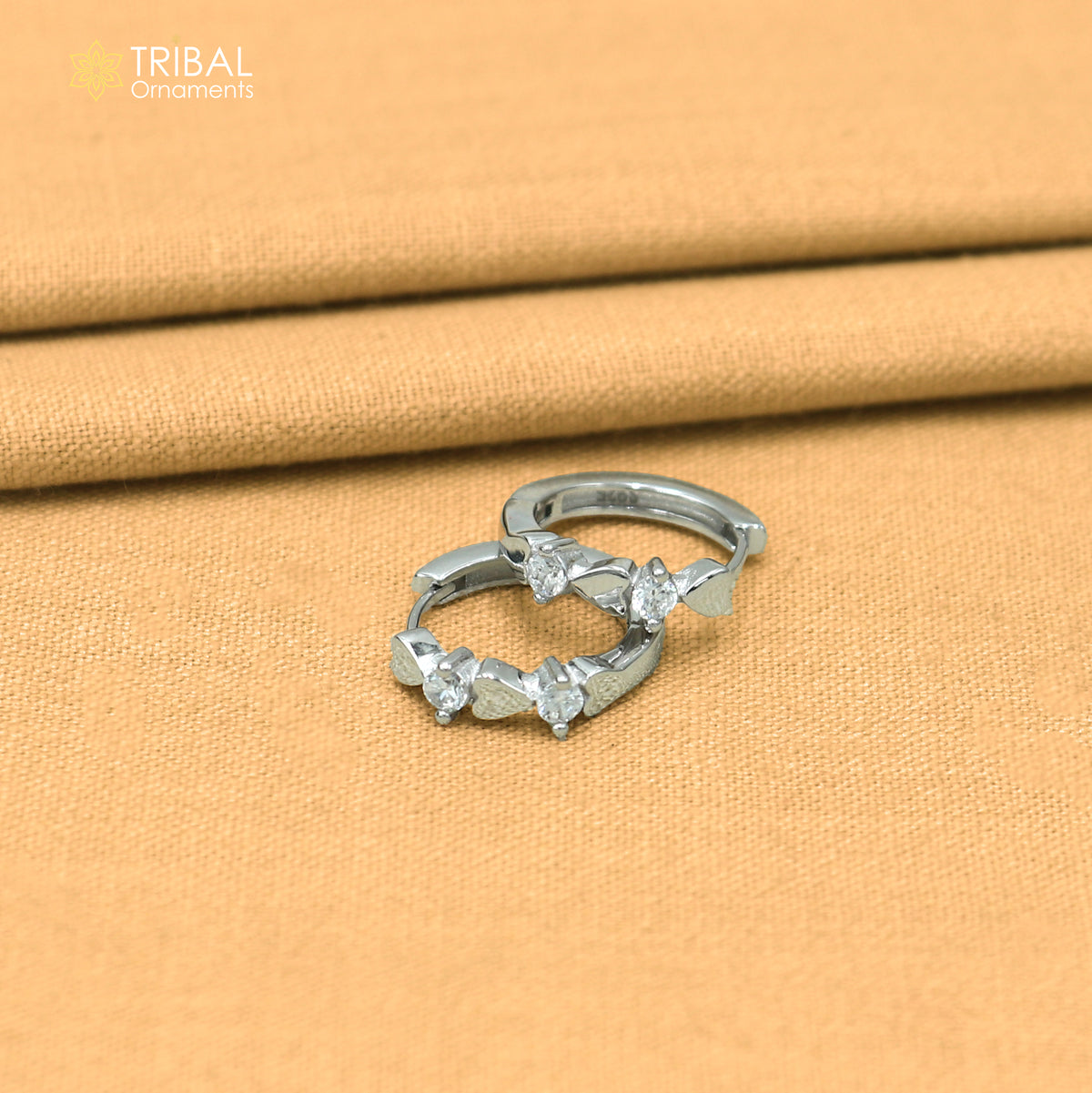 925 sterling silver heart shape zircon stone hoop earring er421