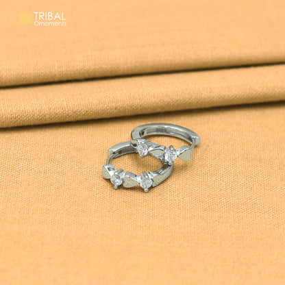 925 sterling silver heart shape zircon stone hoop earring er421